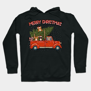 Basenji Xmas Vintage Red Pickup Retro Truck Hoodie